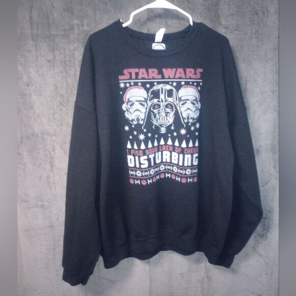 Star Wars I Find Your Lack of Cheer Disturbing Christmas Sweatshirt Size 2X EUC - Picture 1 of 7